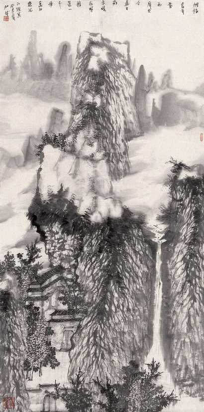 何加林 春山烟帐 镜心